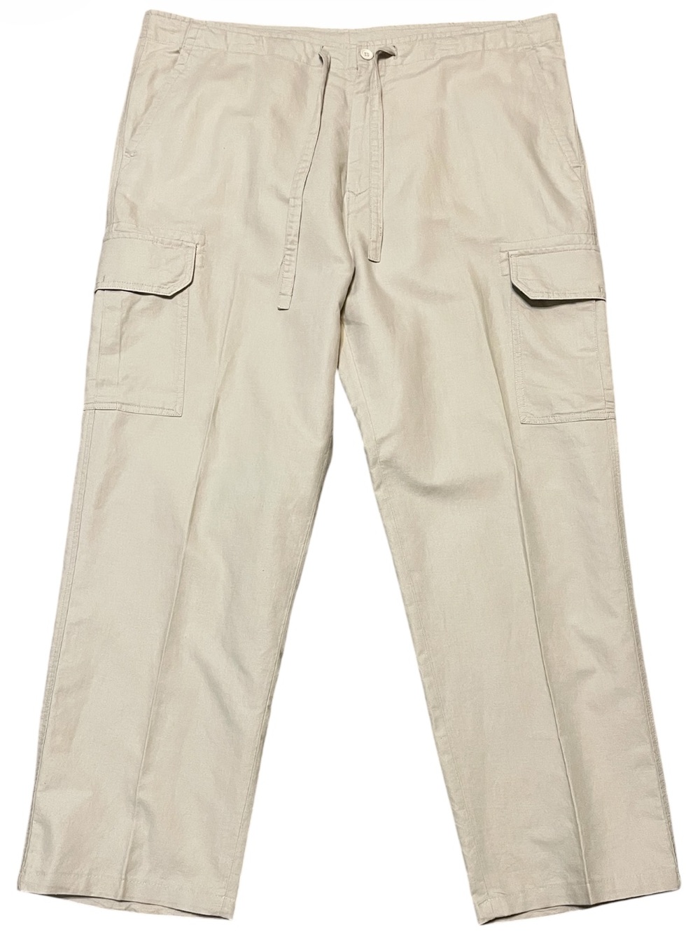 Men's Nautica Explorer Loose Fit Linen Cargo Pants Khaki Size XL